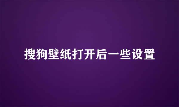 搜狗壁纸打开后一些设置