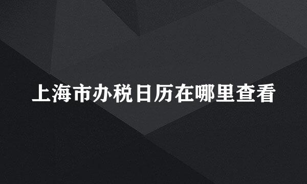 上海市办税日历在哪里查看