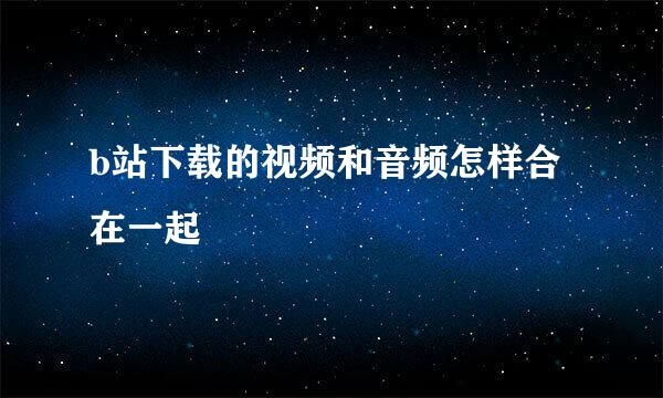 b站下载的视频和音频怎样合在一起