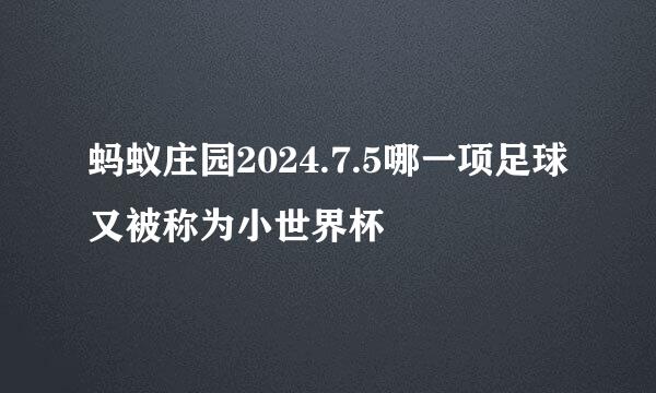 蚂蚁庄园2024.7.5哪一项足球又被称为小世界杯