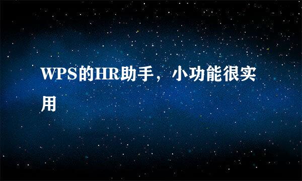 WPS的HR助手，小功能很实用