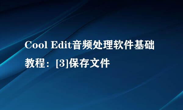 Cool Edit音频处理软件基础教程：[3]保存文件