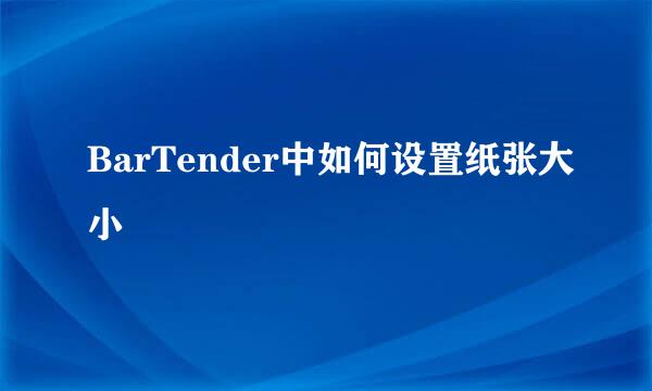 BarTender中如何设置纸张大小