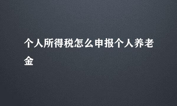 个人所得税怎么申报个人养老金
