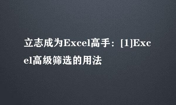 立志成为Excel高手：[1]Excel高级筛选的用法
