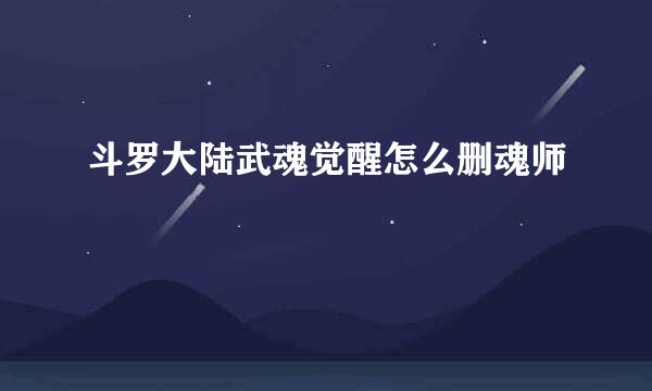 斗罗大陆武魂觉醒怎么删魂师