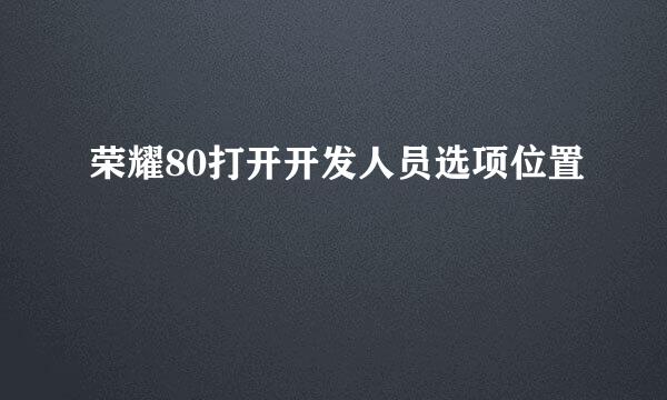 荣耀80打开开发人员选项位置