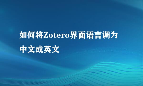 如何将Zotero界面语言调为中文或英文