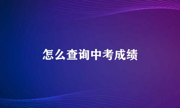 怎么查询中考成绩