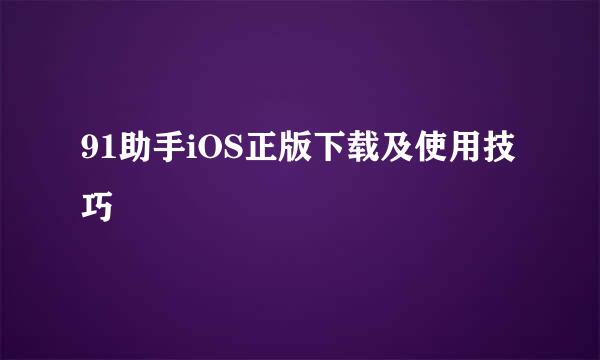 91助手iOS正版下载及使用技巧