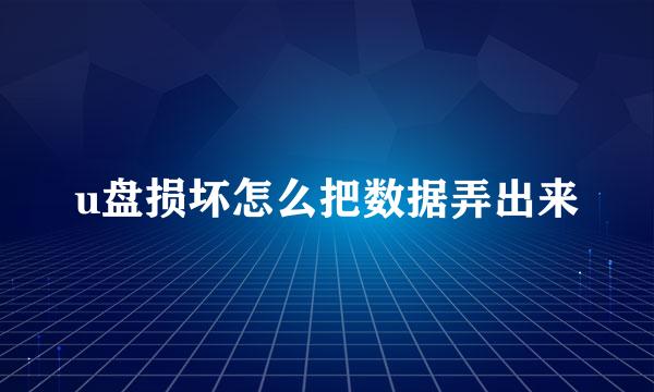 u盘损坏怎么把数据弄出来