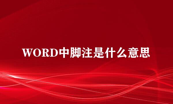 WORD中脚注是什么意思