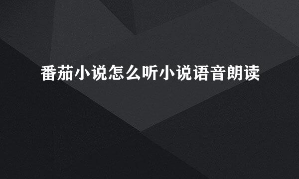 番茄小说怎么听小说语音朗读