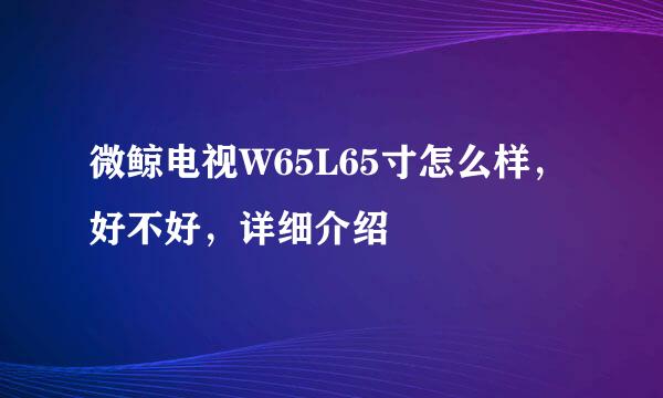 微鲸电视W65L65寸怎么样，好不好，详细介绍