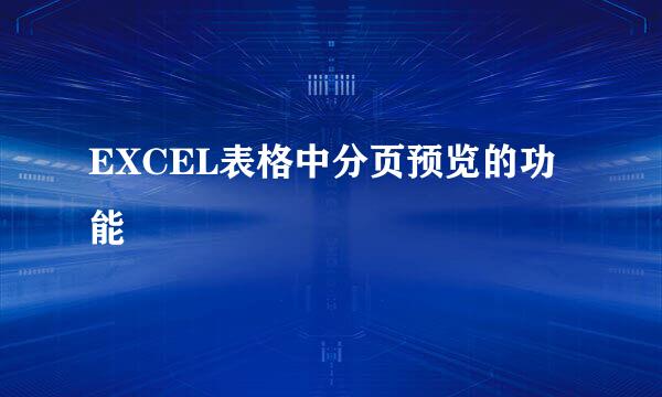 EXCEL表格中分页预览的功能