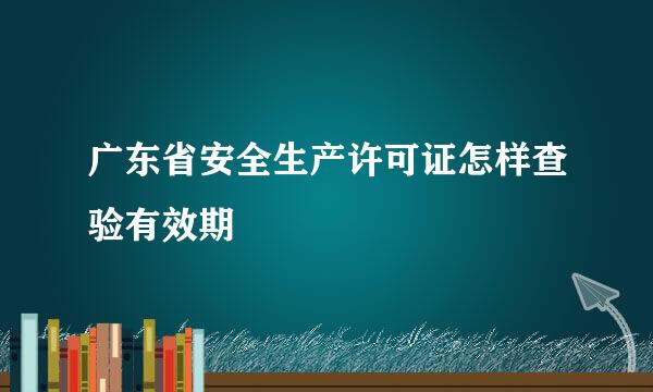 广东省安全生产许可证怎样查验有效期