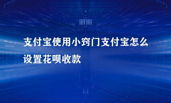 支付宝使用小窍门支付宝怎么设置花呗收款