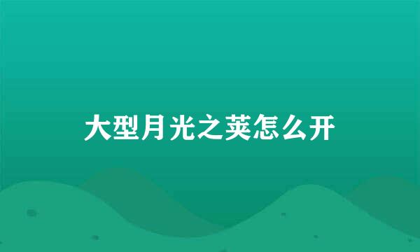 大型月光之荚怎么开