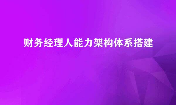 财务经理人能力架构体系搭建