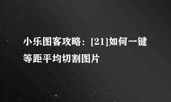 小乐图客攻略：[21]如何一键等距平均切割图片