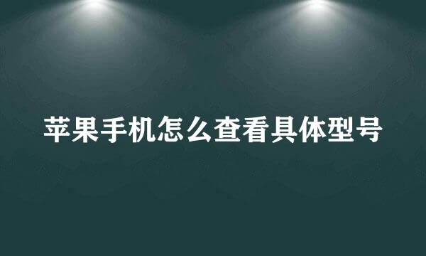 苹果手机怎么查看具体型号