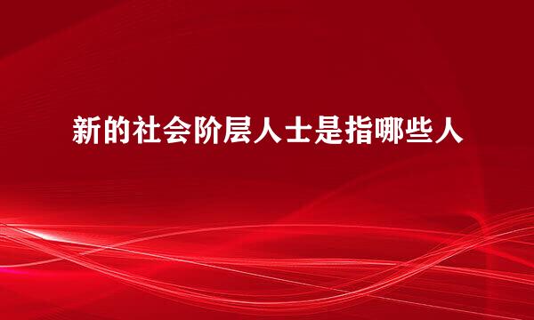 新的社会阶层人士是指哪些人