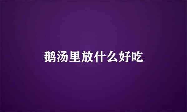 鹅汤里放什么好吃