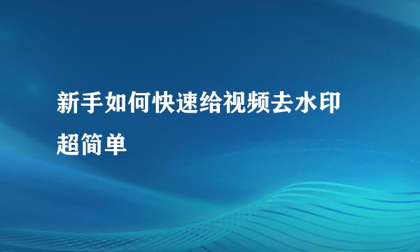 新手如何快速给视频去水印 超简单