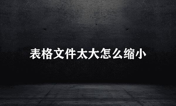 表格文件太大怎么缩小