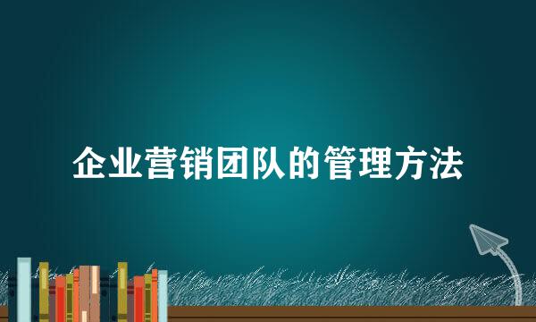企业营销团队的管理方法