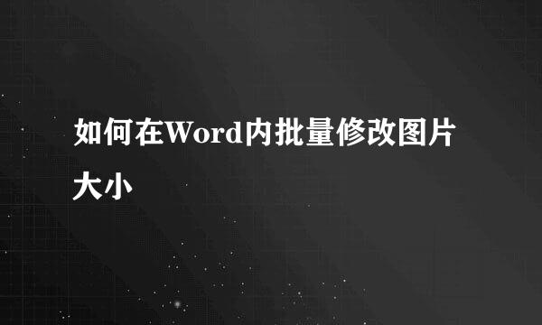 如何在Word内批量修改图片大小