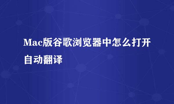 Mac版谷歌浏览器中怎么打开自动翻译