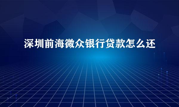 深圳前海微众银行贷款怎么还