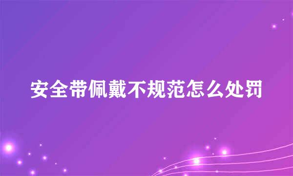 安全带佩戴不规范怎么处罚