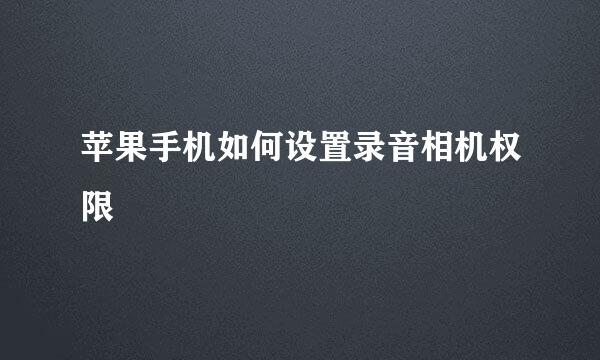 苹果手机如何设置录音相机权限