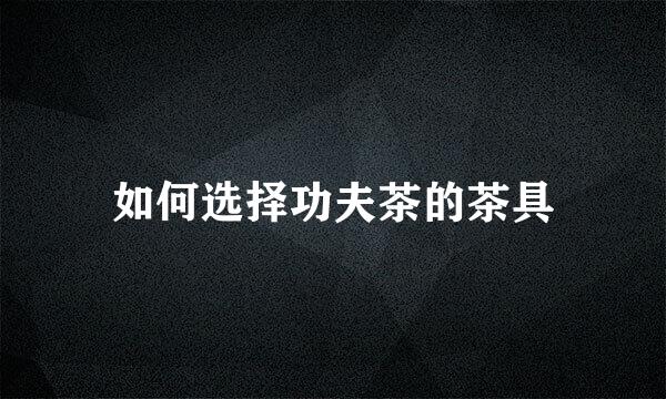如何选择功夫茶的茶具