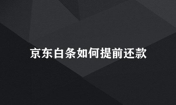 京东白条如何提前还款