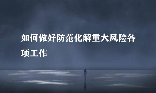 如何做好防范化解重大风险各项工作