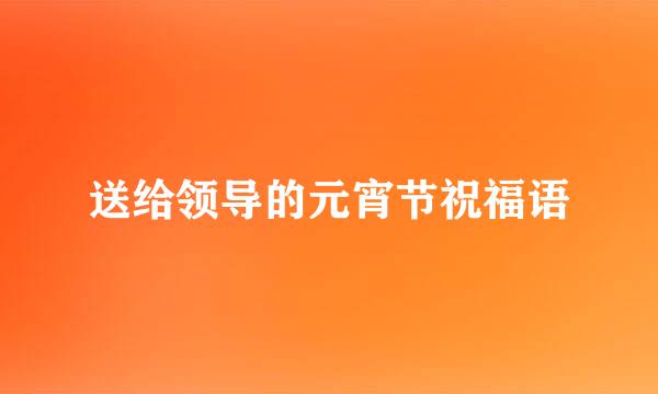 送给领导的元宵节祝福语