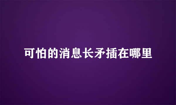 可怕的消息长矛插在哪里