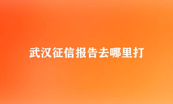 武汉征信报告去哪里打