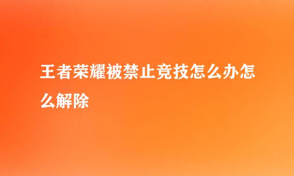 王者荣耀被禁止竞技怎么办怎么解除