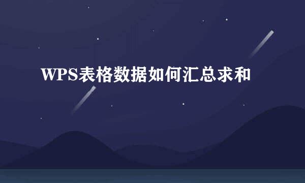 WPS表格数据如何汇总求和