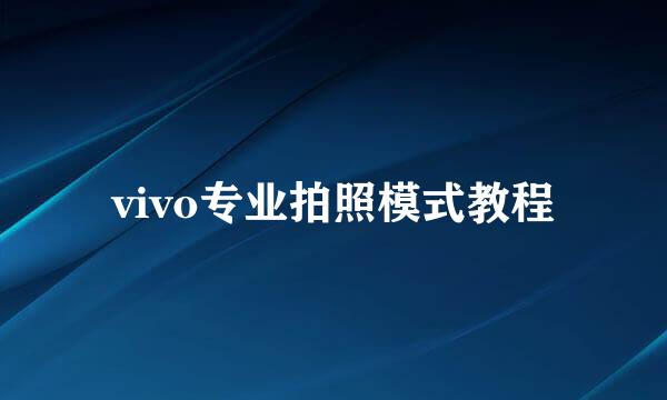 vivo专业拍照模式教程