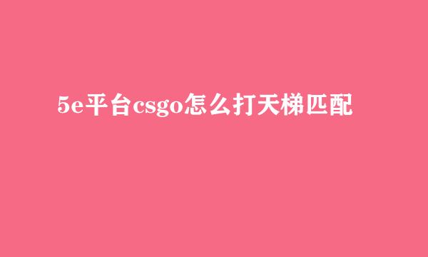 5e平台csgo怎么打天梯匹配