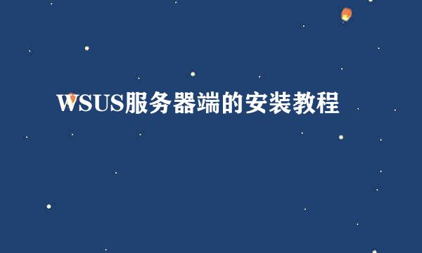 WSUS服务器端的安装教程