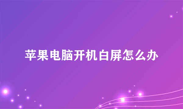 苹果电脑开机白屏怎么办