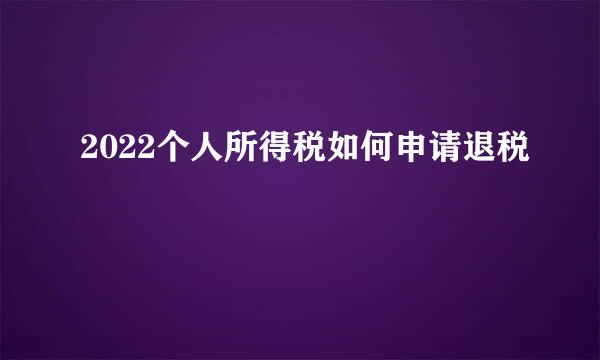 2022个人所得税如何申请退税