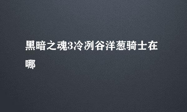 黑暗之魂3冷冽谷洋葱骑士在哪