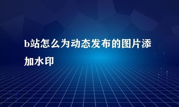 b站怎么为动态发布的图片添加水印